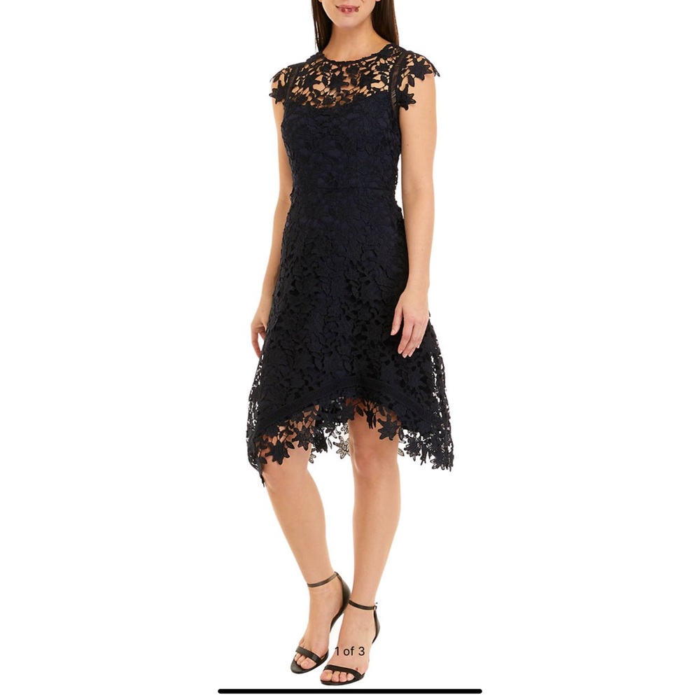 Eliza J Navy Blue Asymmetrical Cocktail Dress